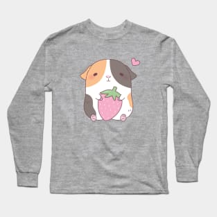 Cute Guinea Pig Loves Strawberry Long Sleeve T-Shirt